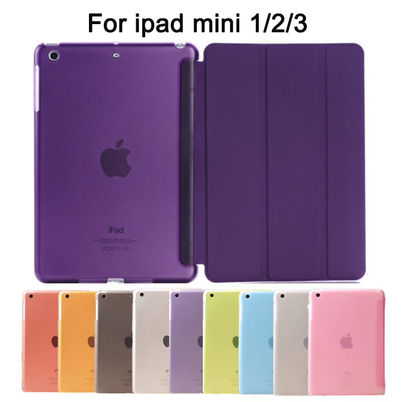 Tablet PC Case Ultra Slim Magnetic Smart Cover Leather Case with Matte back case for Apple