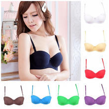 Gather sexy bra thicken padded lace cheap push up t-shirt bra for Young girl sexy 1/2 cup bra for women underwire bra H093