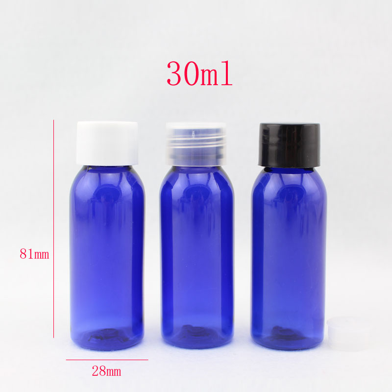30ml blue round plastic  bottles with lid,travel bottles for cosmetic packaging,sample gel bottles, free shipping ,50pc/lot