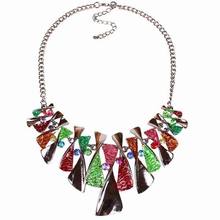 2014 New Fashion Luxurious Geometric Colorful Pendant Lady s Alloying Rhinestone Statement Necklace Club Jewlery Accessories