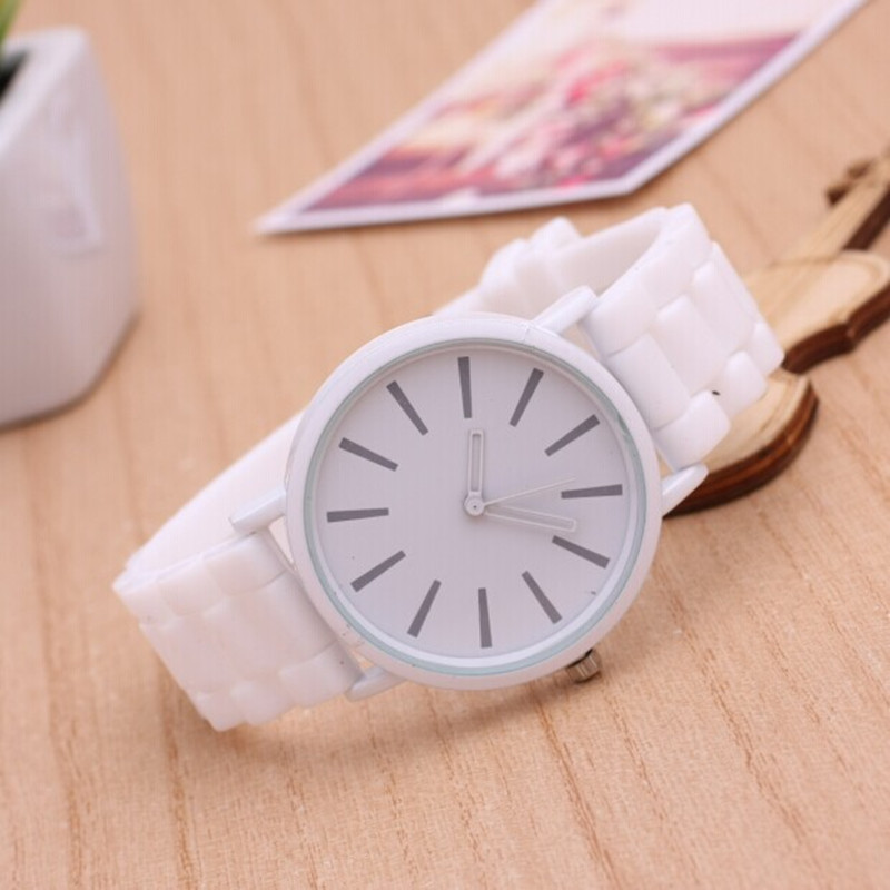 Promotion 2015 New Arrival Women Simple White Silicone Strap Watch Women s Geneva Quartz Watches Ladies