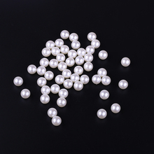 12mm No Hole Round Beads 50pcs/lot Wholesale Ivory Imitation Pearl Indian Bead For DIY Earrings Jewelry Making Cloth Decorations