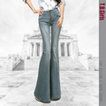 Female Jeans 2016 Spring and Autumn Korean New Fashion Slim Elastic High Waist Large Flare Pants