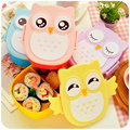 2 Layer Cartoon Owl Lunchbox Bento Lunch Box Food Fruit Storage Container Plastic Lunch box Microwave