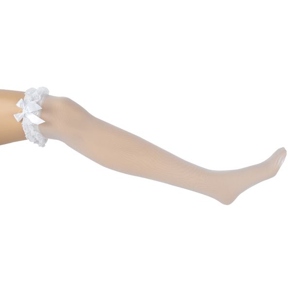 1 Pair New Sexy Lady White Thigh High Stockings With Satin Bow Sheer Stockings