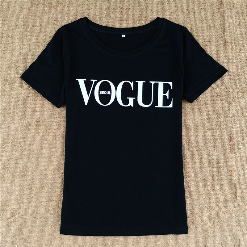 VOGUE Seoul Print T Shirt 2017 Summer Fashion Women T Shirt Harajuku Short Sleeve Casual Tees
