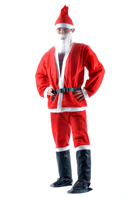 5 pcs set Christmas Gift Red Mens Santa Claus Costume Novelty Cloth Christmas Men Male Xmas