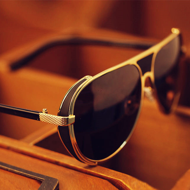 Vintage Sunglasses Men Gold Frame Glasses Men Steampunk ...