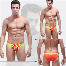 No discount Sexy and Comfortable Swimwear men colorful patchwork swimming trunks nylon low waist men