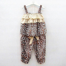 Factory Price! Baby Girl Kids Children Leopard Vest + Pants Clothes 2Pcs Suit Outfits Sets 2-6Y