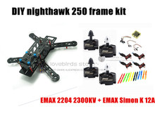 DIY mini drone FPV nighthawk 250 race quadcopter pure carbon frame kit + EMAX 2204 2300KV motor + EMAX 12A ESC + CC3D +6045 prop