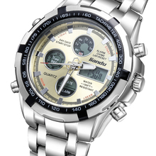Led luminoso completo de acero inoxidable hombre deportes impermeable reloj de múltiples funciones reloj militar reloj de cuarzo Relogio Masculino reloj