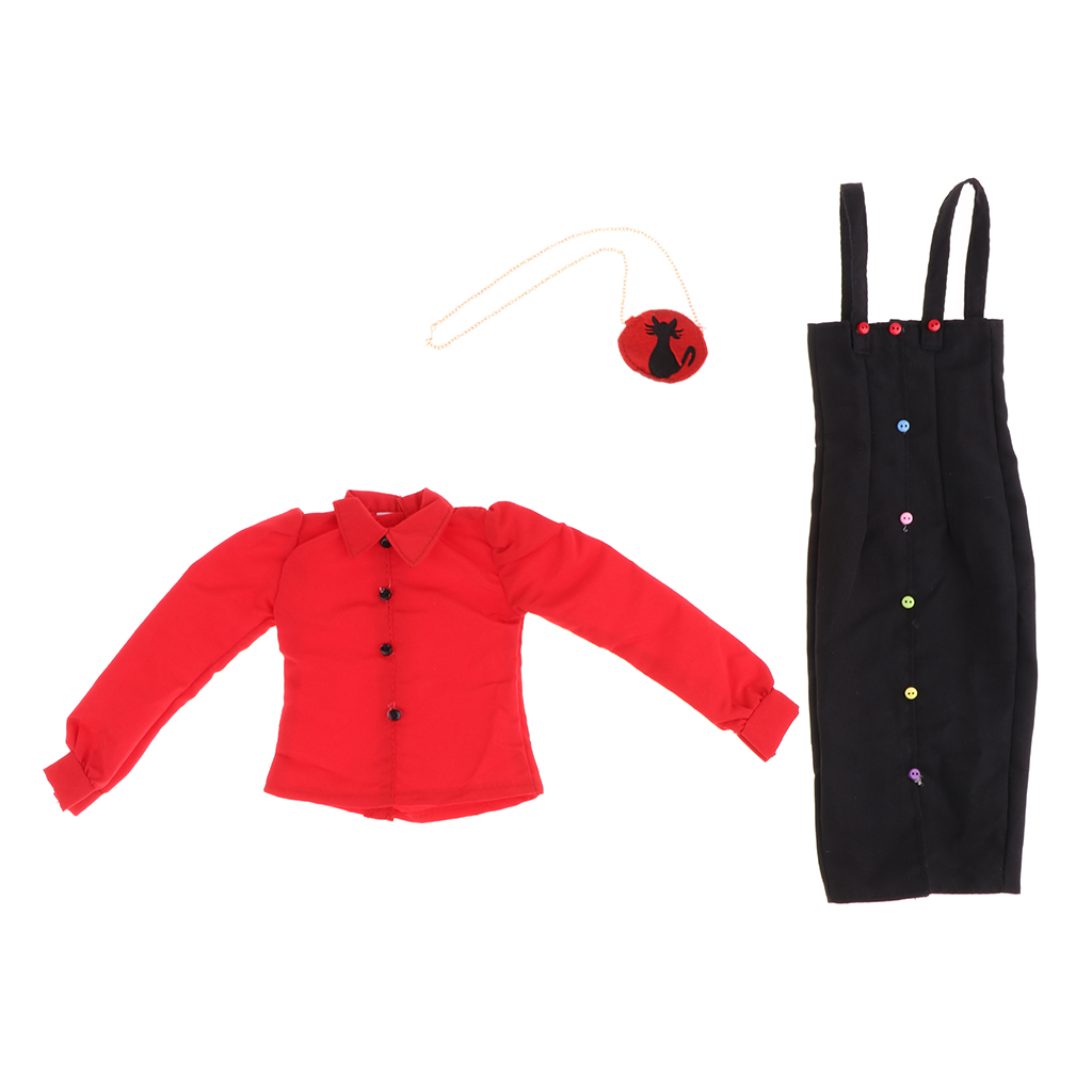 1:4 Long Sleeve T-Shirt Doll Clothes Suspender Pants for BJD Dolls Dress Up 