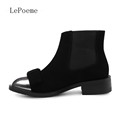 Genuine Leather Chelsea Boots High Quality Plus Size 33CM 44CM Bowtie Woman Martens Boots Black 2016