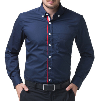 Синий / голубой / белый мужские кнопку рубашку сорочка Homme уменьшают подходящий длинные рукава рубашки известный бренд социальной рубашка CL5248
