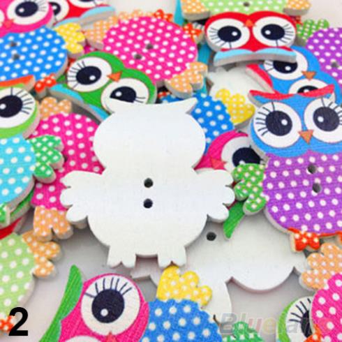 10 Mixed Owl Pattern Wooden Buttons Fit Sewing and Scrapbook 2JB8