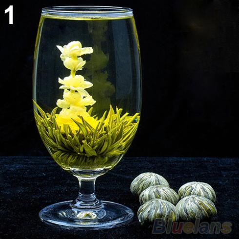 4 Balls Different Handmade Blooming Flower Green Tea Home Wedding Gift 1ON6 1SRY