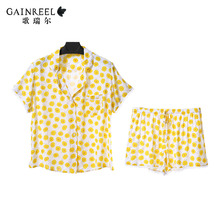 Spring and summer song Riel fashion printed cute and comfortable short sleeved pajamas tracksuit suit Ms