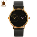 2016 new Watch Top Fashion Brand Female Clock Gold Case Calendar Display Real Leather Strap Waterproof