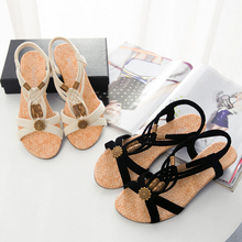 2016 New Women’s Fashion Sandals elegant Leather Cow Muscle sandlas Bohemia style shoes for lady