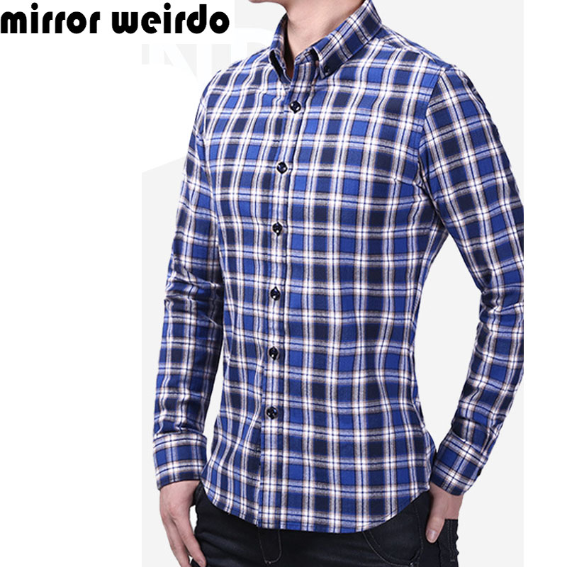 2016 All Cotton Chemise Homme Camisa Social Masculina Casual Plaid Men Shirts Fashion Vetement Homme Business