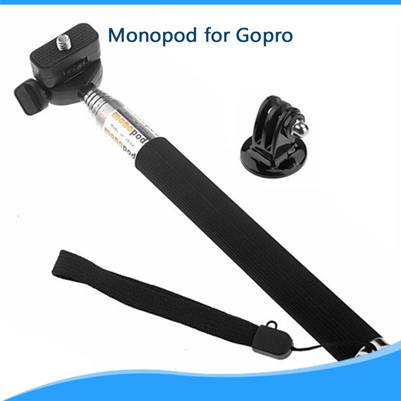 For Gopro Accessories Extendable Handheld Alloy Selfie Stick Monopod With Mount Adapter Tripod