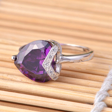 Retro Ruby Amethyst CZ Diamond Heart Designer Rings for Women Crystal Charm Wedding Band Ring Fashion