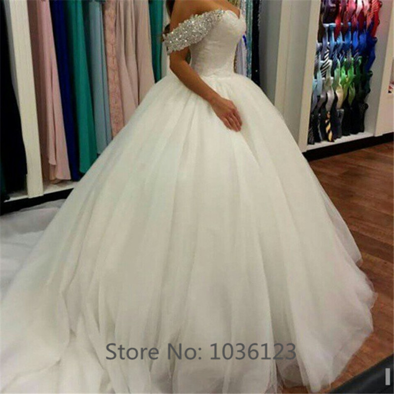 Vestidos de noiva Custom Bodas Short Sleeve Ball Gown Wedding Dresses 2015 Tulle Fashionable Long Elegant