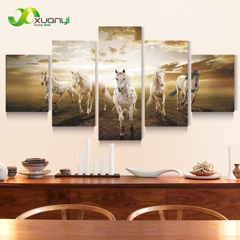 5 Panels Canvas Art Horse Morden Painting Picture Cuadros Decoracion Wall Pictures For Living Room Canvas Print Unframed PR1185