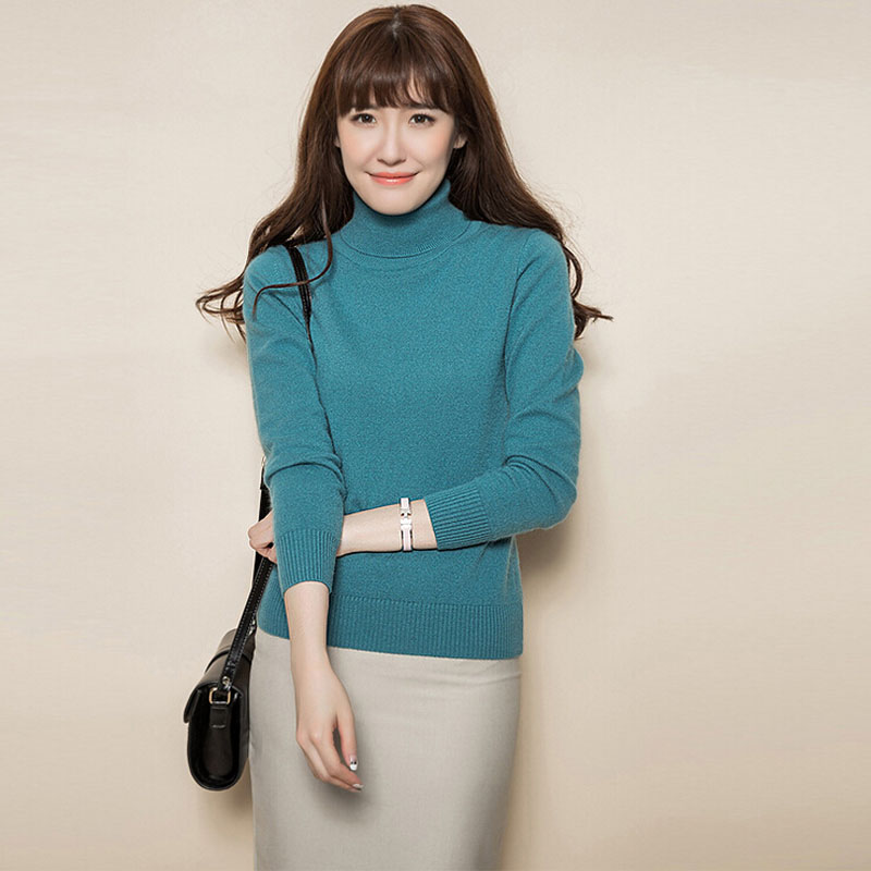 wool sweater women 2015 autumn&winter new arrival plus size high quality elegant Turtleneck wool sweater Pullovers female WS0117