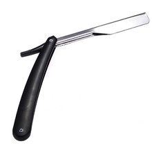 New Black Straight Edge Stainless Steel Barber Razor Folding Shaving Shave Knife