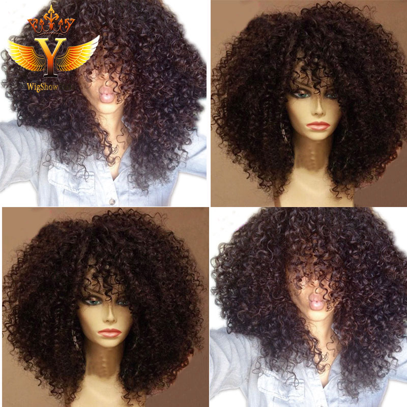 Customized Human Hair Wig Afro Kinky Curly Full Lace Human Hair Wigs Short ...