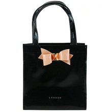 2016 Women Bag Fashion British Candy Color Bow Handbag Waterproof Jelly Bag PVC Shoulder Solid Tote Size S M L Free Shipping