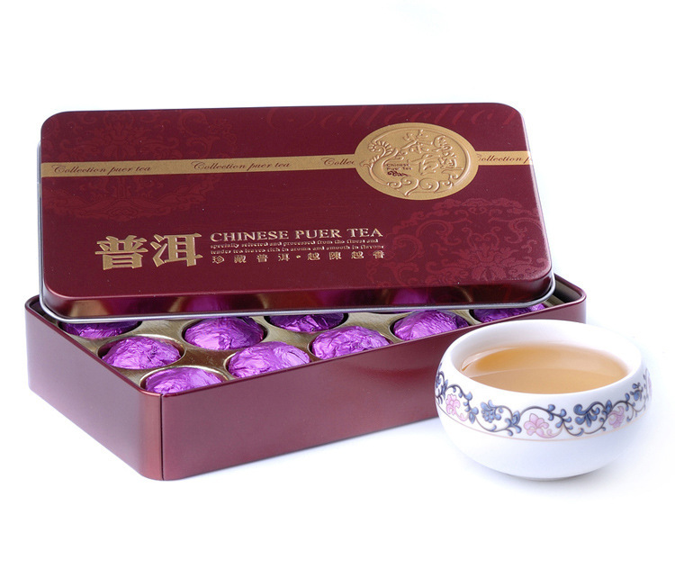 Chinese Yunnan ripe Puer tea Jasmine slimming cha black tea puerh tea gift tin can box