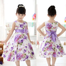 Girls Kids Princess Christmas Party Purple Flower Bow Gown Formal Dresses 2-11Y Free Shipping