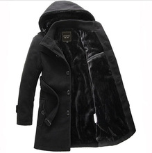 30% Off Hot Sale Mens Long Woolen Jacket Men Thick Overcoat Black Stylish Hooded Men Winter Outerwear Plus Size CG-AW-JJ-Y22