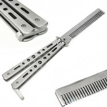 2015 New Trendy Stainless Steel Practice Training Butterfly Knife Comb Tool Cool Sport
