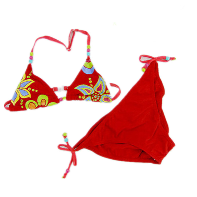 Girls bikini set biquini infantil New Fashion red brown girl swimwear kids lovely two pieces swimsuit