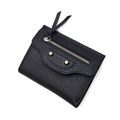 Retro Trendy Cowhide Wallet New Occident Style Rivet Ornament Bi fold Money Clip Women Fashion Front