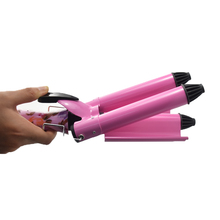 Pink King Size 3 Barrels Big Hair Wave Waver Ceramic Curler Curl Curling 25mm