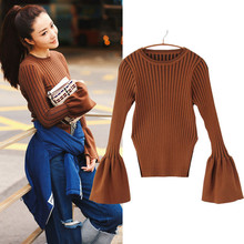 2016 Autumn Fashion Brand Sweater Women Sweaters And Pullovers Flare Long Sleeve Knitted Pullover Slim Fit Jumper Pull Femme