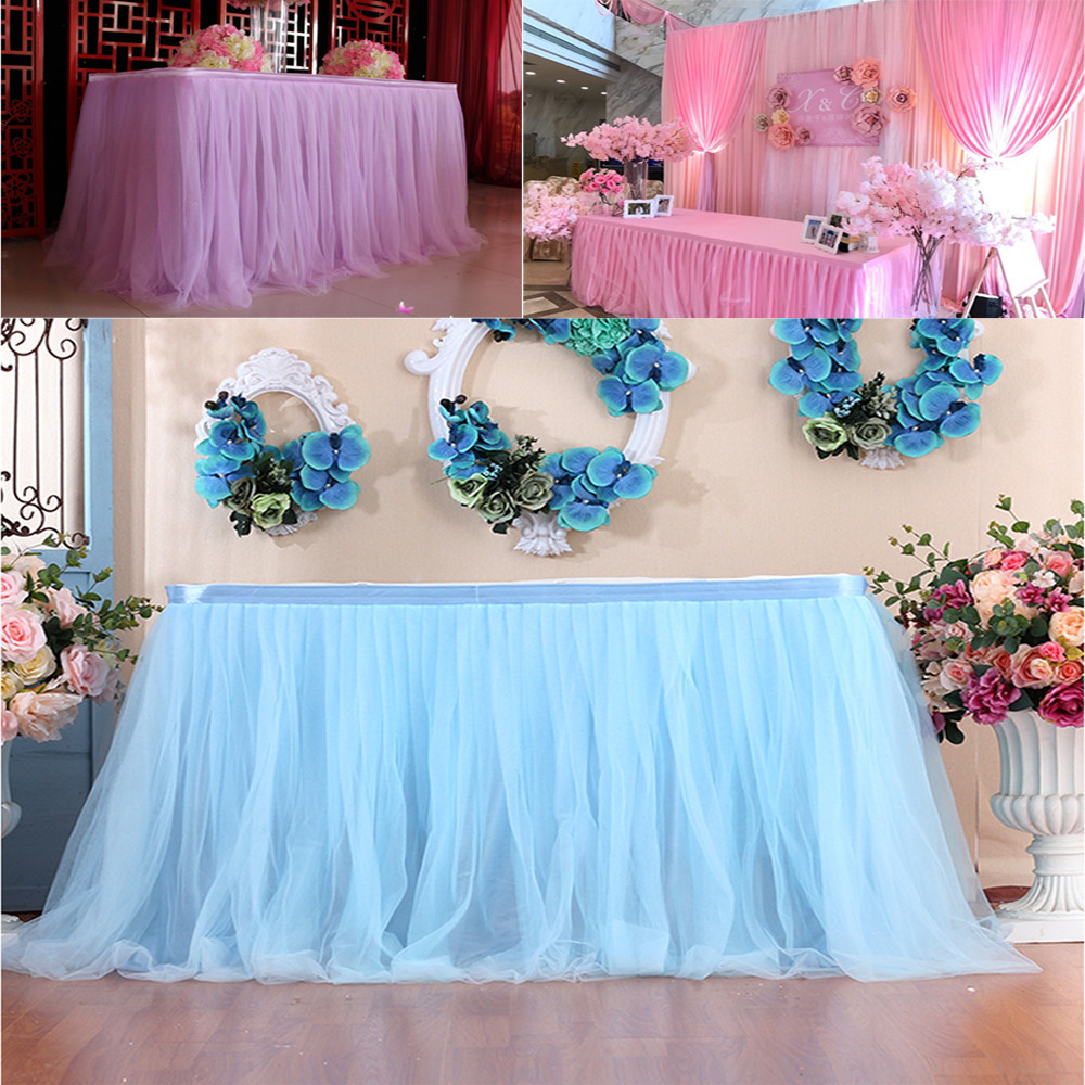 TUTU Tulle Table Skirt Tableware Cover Baby Shower Wedding Birthday Party Decor 