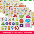 30cm Kid Early Educational Toys Baby Hand Grasp Wooden Puzzle Toys Alphabet And Digit Learning Education