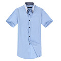 2016 Casual Men Short Shirts Double Collar Fashion Chemise Homme Men Clothes Slim Fit Solid Social