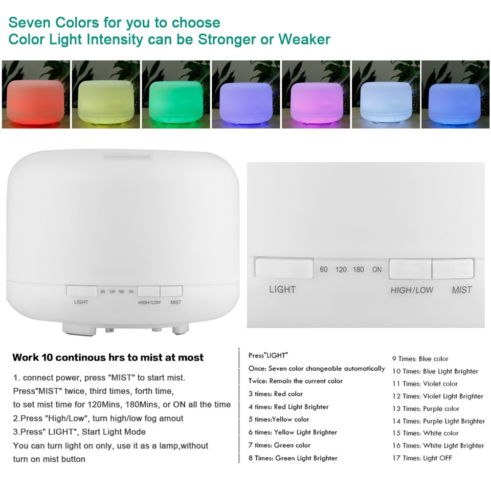LED Light 7 Color Change Dry Protect Ultrasonic Essential Oil Aroma Diffuser Air Humidifier Mist Maker Home&Office4