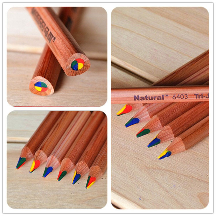 4Pcs Wooded Four Triangle Colored Pencils Professional Drawing Supplies Lapices De Cores Faber Castel Papelaria School Marco