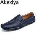 Akexiya Men Flat Driving Shoes Genuine Leather Mocassin Loafers Luxury Brand 2017 Summer Designer Crocodile Shoes