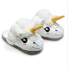 Free Shipping 1Pair Plush Unicorn Cotton Slippers for White Despicable Me Grown Ups Winter Warm Indoor Slippers