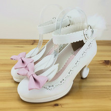 Female Japan Lolita girls student Pumps shoes platform high-heeled Harajuku princess rabbit cosplay lolita ears single shoes