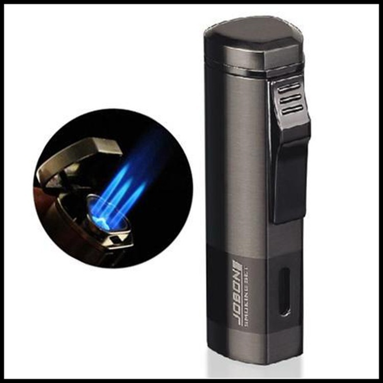 Metal-3-jet-butane-gas-lighter-men-s-refill-triple-torches-1300-C-lighter-outdoor-windproof